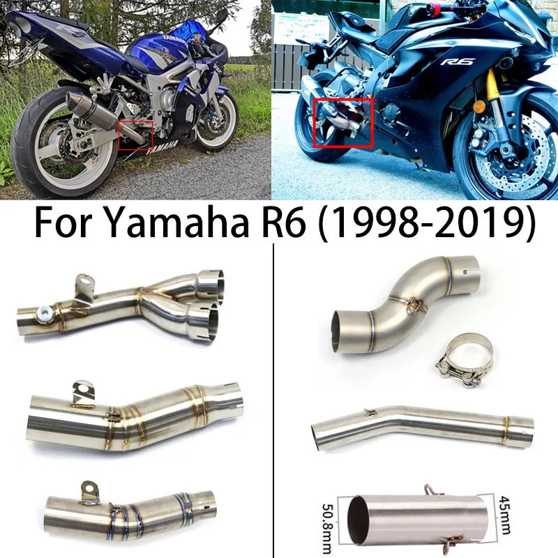 

For Yamaha YZF R6 YZF-R6 1998-2019 Motorcycle Motorcycle Exhaust Front Pipe Muffler Middle Link Connect Pipe Decat Eliminator