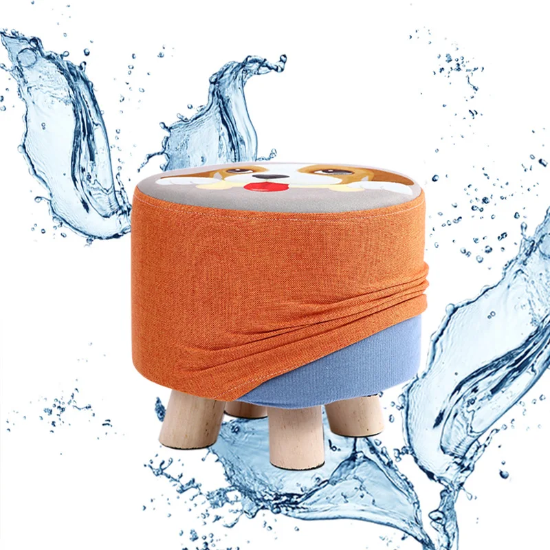 Cartoon Solid Wood Stools Home Living Room Fabric Cover Kids Stool Small Chair for Children Kids Furniture Kindergarten Chair