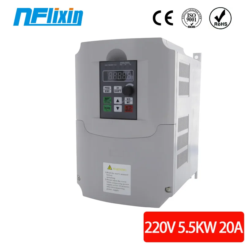 NFlixin-inversor de frecuencia monofásico, 1,5 kW/2,2 kW, AC220V, VFD, velocidad ajustable, Motor de husillo CNC