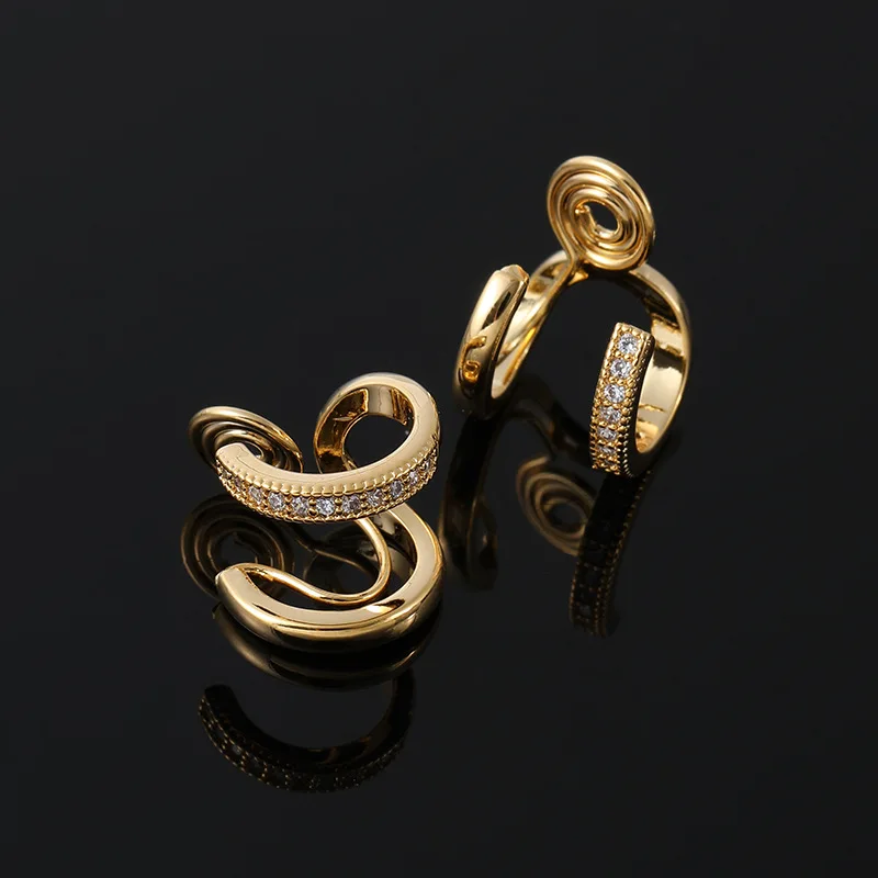 Simple Mosquito Coil Ear Clip Double Ear Ring Conjoined Earring Circle Simple Temperament Earring Female Hot Sale