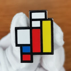 Mondrian Art Enamel Pin geometric work inspired Brooch abstract art jewelry