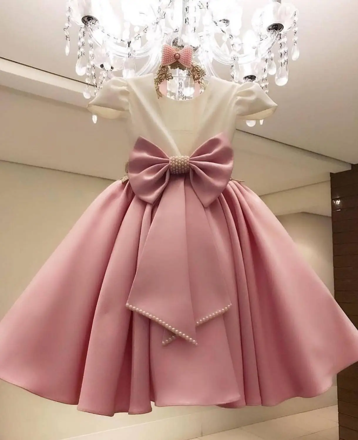 Flower Girl Dresses For Weddings Comunion 2020 Sukienki Satin Bokep Beaded Flower Dress Vestidos De Bowknot Vestido Flores