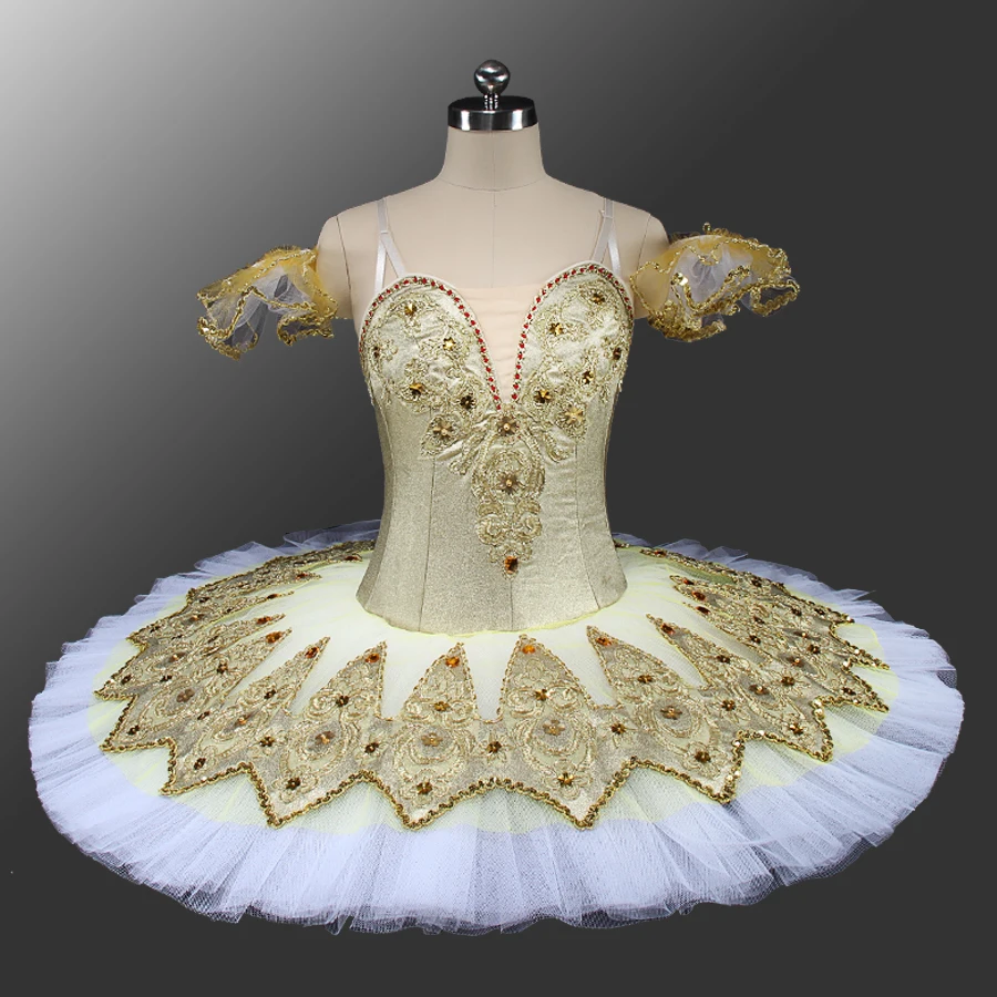 

Professional High Quality Custom Size 12 Layers Dance Performance Wear Blue Gold Girls Ballet Tutu