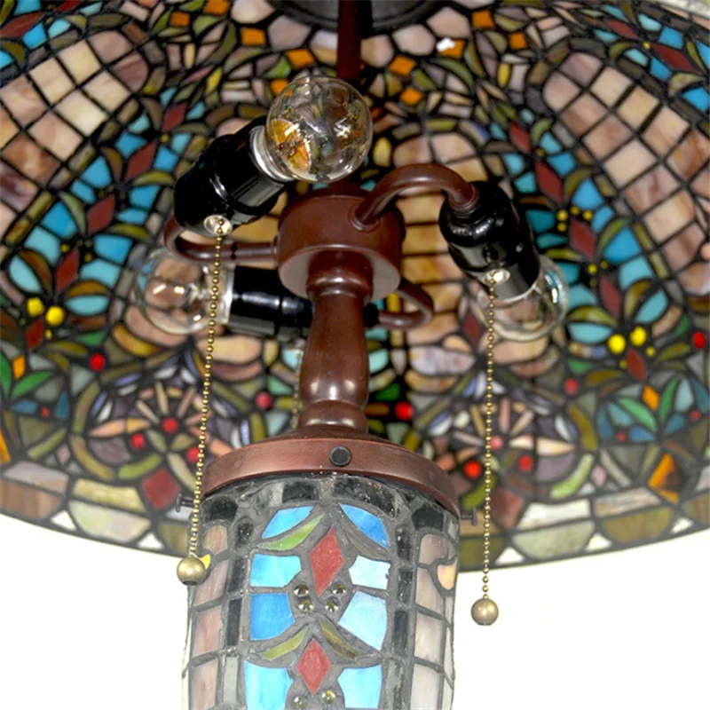 Baroque Luxurious Colorful Glass Tiffany Floor Lamp Foyer Parlor European Art Palace Classical Reading Light 165cm 1272
