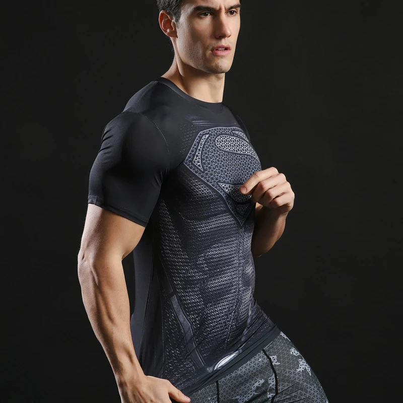 3D Printed T shirts Men Compression Shirt Comics Pattern Cosplay Costume Clothing Quick Dry Short Sleeve Summer Tops For Male