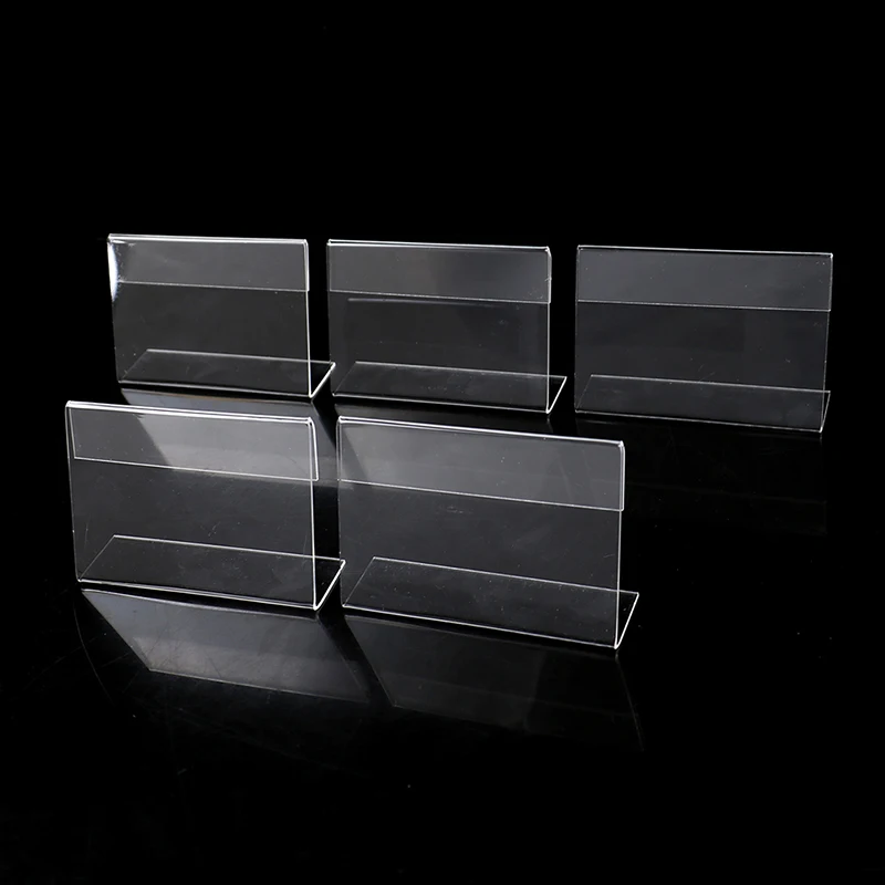 5pcs Acrylic Transparent Display Stand Desk Sign Label Frame Price Tag Display Business Card Holders