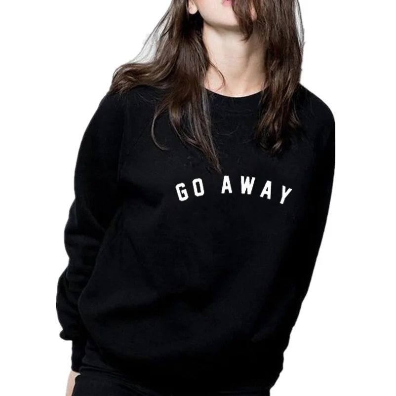 Kawaii GO AWAY pełna koszula z długimi rękawami moda damska Crewneck sweter w dużym rozmiarze bawełna damska bluza Drop Shipping