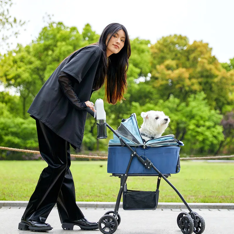 Small pet cart portable foldable dog baby cat Cart Bag separation cage