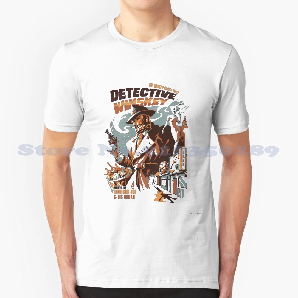 Detective Whiskey 100% Cotton T-Shirt Whiskey Film Movies Detective 30S 40S 50S Retro Vintage Drink Bourbon Cinema