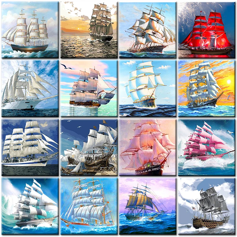 

Oil Painting By Numbers Landscape Sailing Boat Diy Coloring Drawing On Canvas Pictures Paint By Numbers Adult Kit For Home Decor