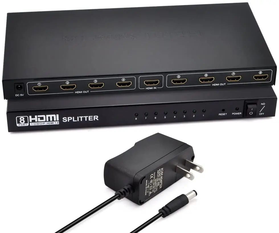 مقسم HDMI ذو 8 منافذ ، 1 × 8 مفاتيح ، مكبر صوت V1.4 ، 1080 بكسل ، ثلاثي الأبعاد ، STB ، HDTV ، HDCP ، PS3 ، DVD