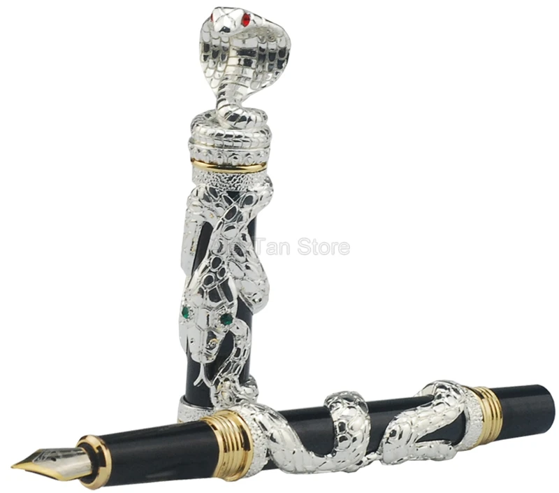 Jinhao High Grade Snake Fountain Pen Silver Cobra 3D Pattern Texture Relief Sculpture Technology Great Writing Gift Pen