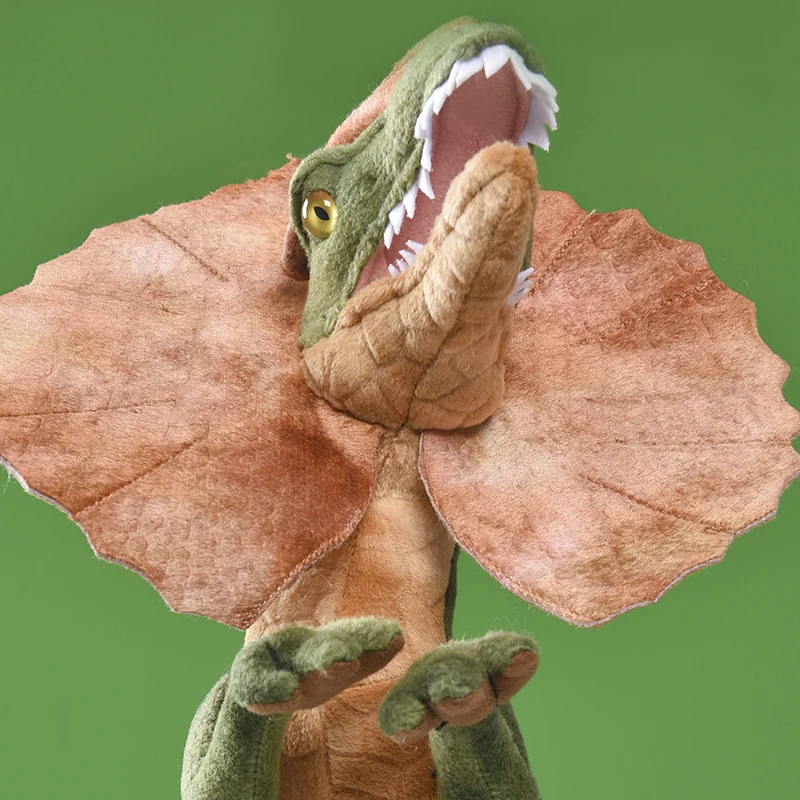 Jurassic Park Dilopho saurus Dinosaurier Plüsch tier Doppel kamm Eidechse Figur Stofftier coole Kinder Geschenk für Kinder Drops hipping – Detail 6