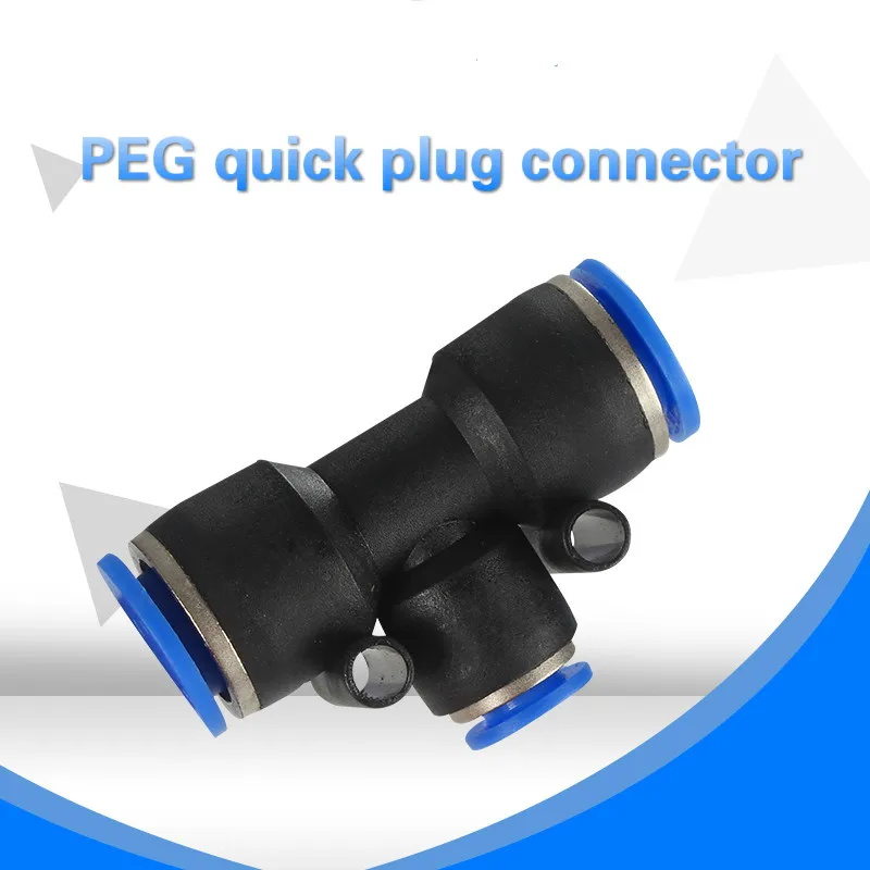 Pneumatic quick plug connector T type three way variable diameter PEG 16-12 12-10 10-8 8-6