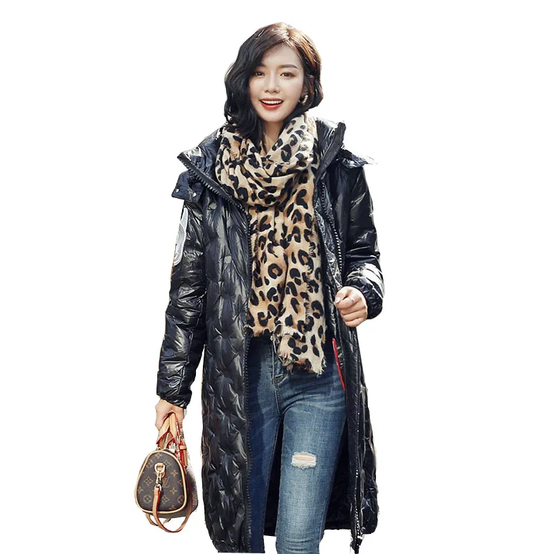 

Winter Women Down Parkas Coats With Hoody Lady X-Long Warm Overcoats Female Clothing VF9112