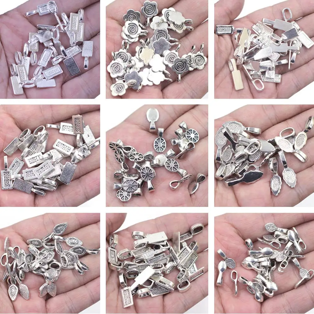 Pendants Bails Beads Glue On Earring Flat Pad Tiles itting Glass Cabochon Setting For Earrings Jewelry DIY Findings