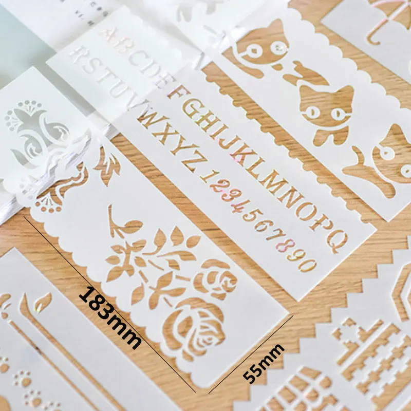 8pcs/set Multi-function Hollow Lace Ruler Drawing Board Mold Painting Template Decoration Tool