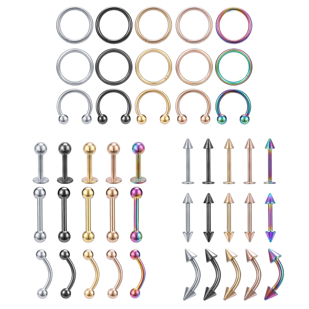 ZS Colorful Stainless Steel Nose Rings Women Helix Cartilage Tragus Earring Navel Nipple Piercing Septum Rings Accesorios mujer