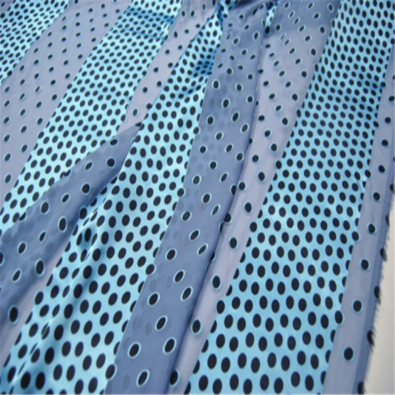 Silk Opal Fabric Burn Out 17m/m 54inches Sexy Polka Dots Patterns Jacquard Stripe Textile for Dress