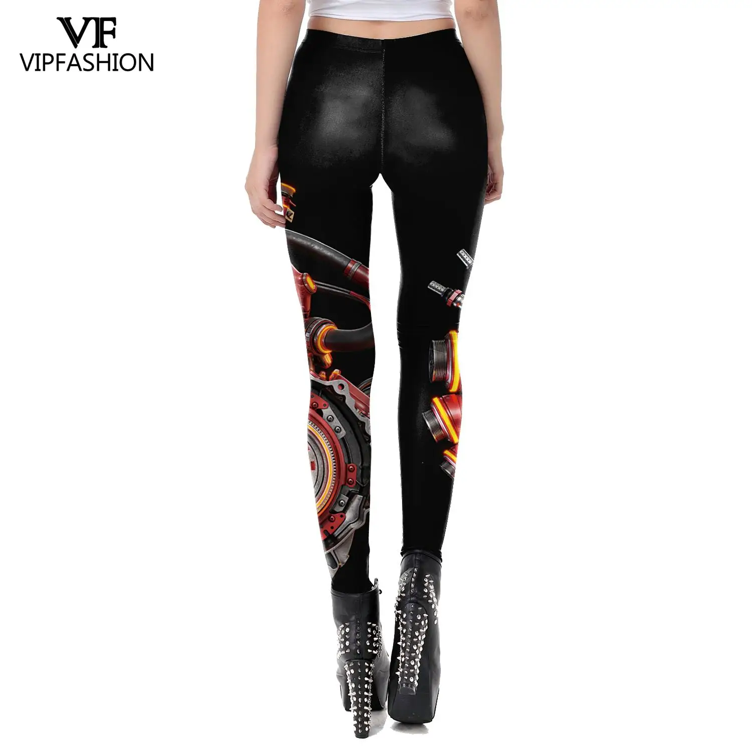 VIP FASHION 3D Punk Print Leggings Personality  Women Clothing Sexy Skinny Mid-Waist Pants Leggings For Fitness