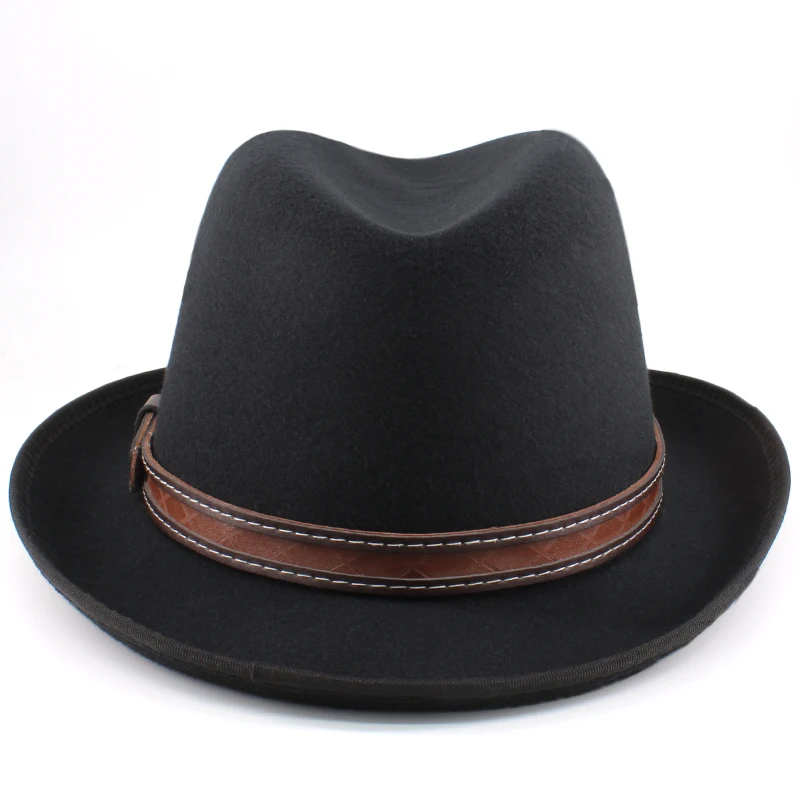 Men Women Wool Blend Classical Retro Homburg Hats Party Fedora Caps Outdoor Trilby Sunhat Jazz Winter Warm Adjustable Size M-L