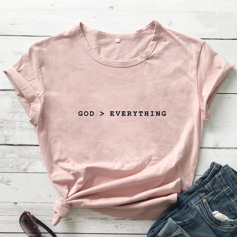 God Over Everything T-shirt Casual Women Christian Tshirt Apparel Unisex Short Sleeve Religious Jesus Faith Bible Tops Tees