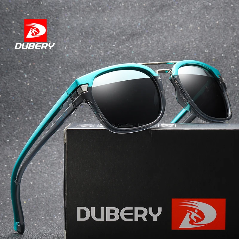 DUBERY Vintage Two-tone Polarized Sunglasses Men's Sun Glasses For Men Driving Black Square Oculos Male 9 Colors Model D1948