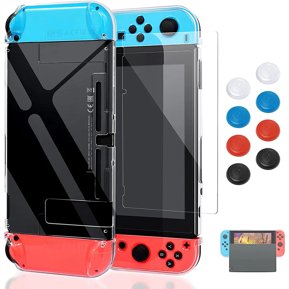 Прозрачный защитный чехол для Nintendo Switch Dockable Hard Shell Crystal Cover OLED Clear Case Screen Protector Accessories