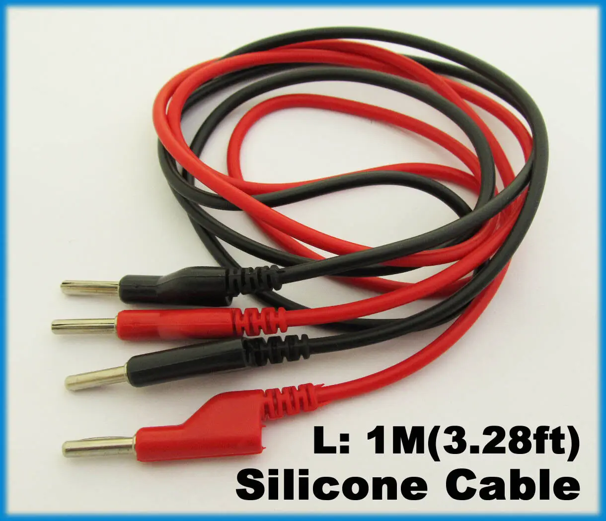 1 pair Silicone High Voltage 4mm Banana Plug to Banana Plug Test Leads Cable