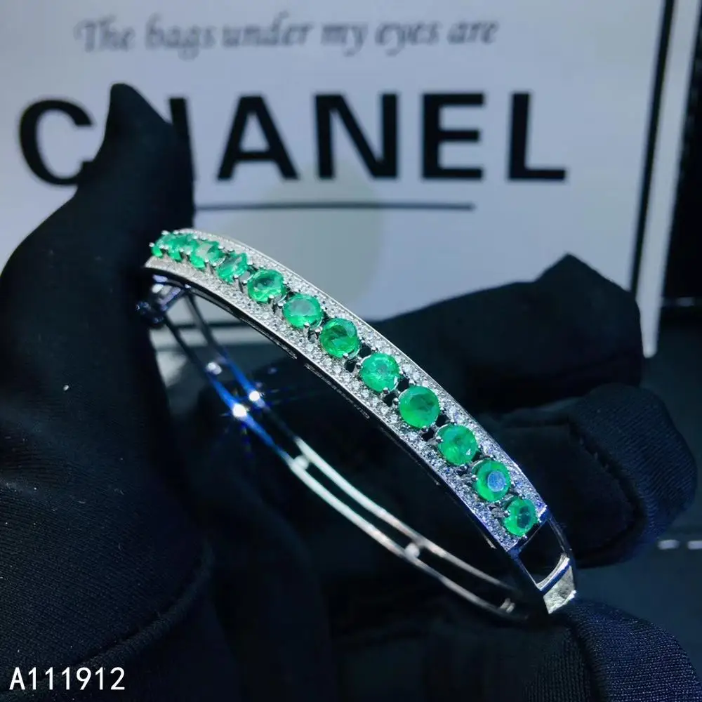 

KJJEAXCMY fine jewelry natural Emerald 925 sterling silver new women hand bracelet wristband support test popular