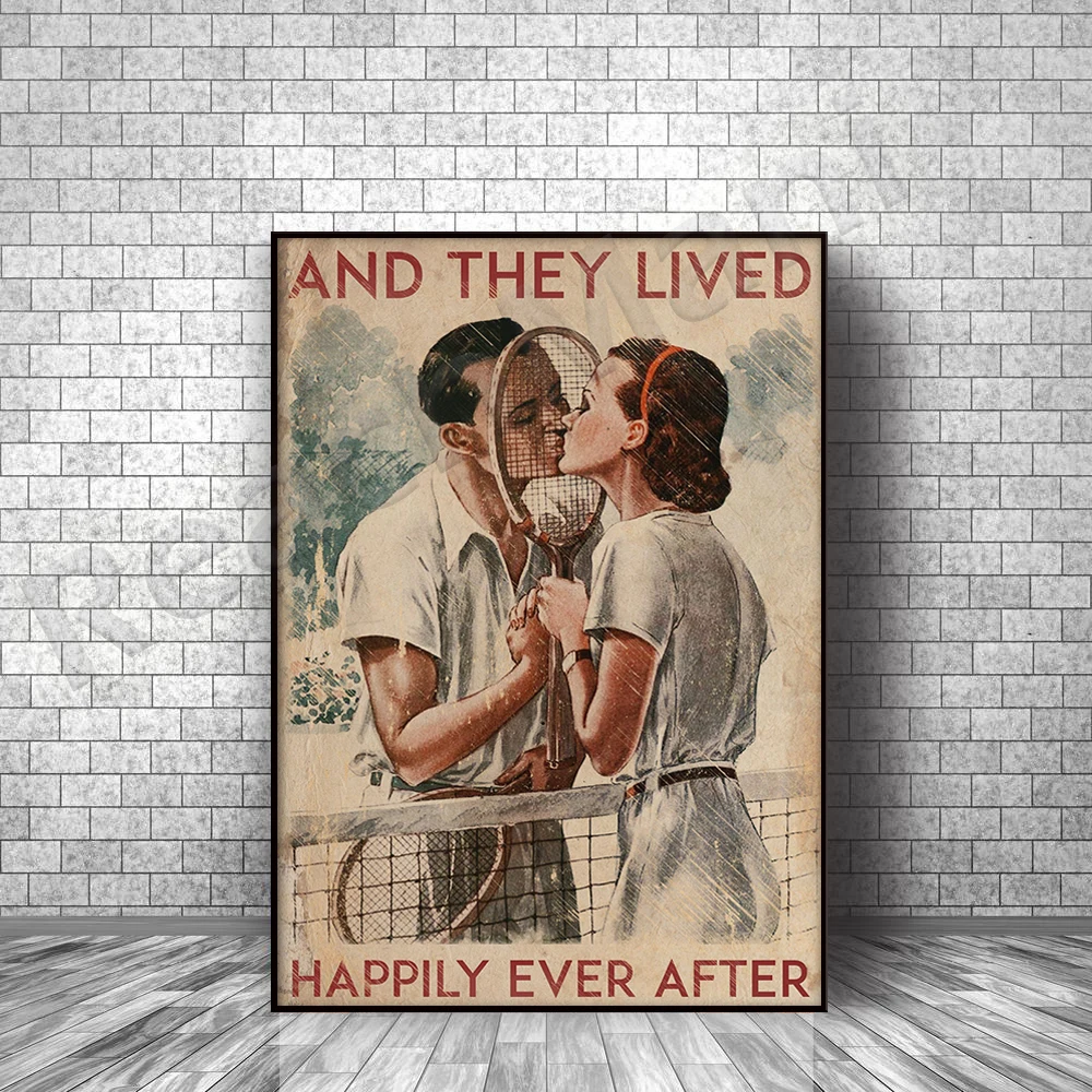 Tennis Couples and They Lived Happily Ever After Poster Wall Art Print Valentine’s Home Living Decor Poster