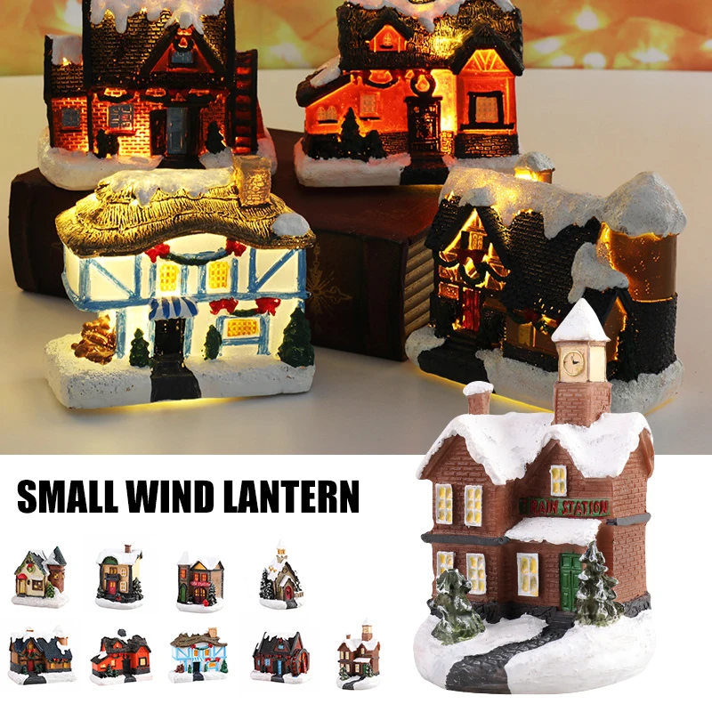 Glow in Dark Resin House Battery Powered Micro Landscape Mini House Innovative Christmas Decorations MAZI888