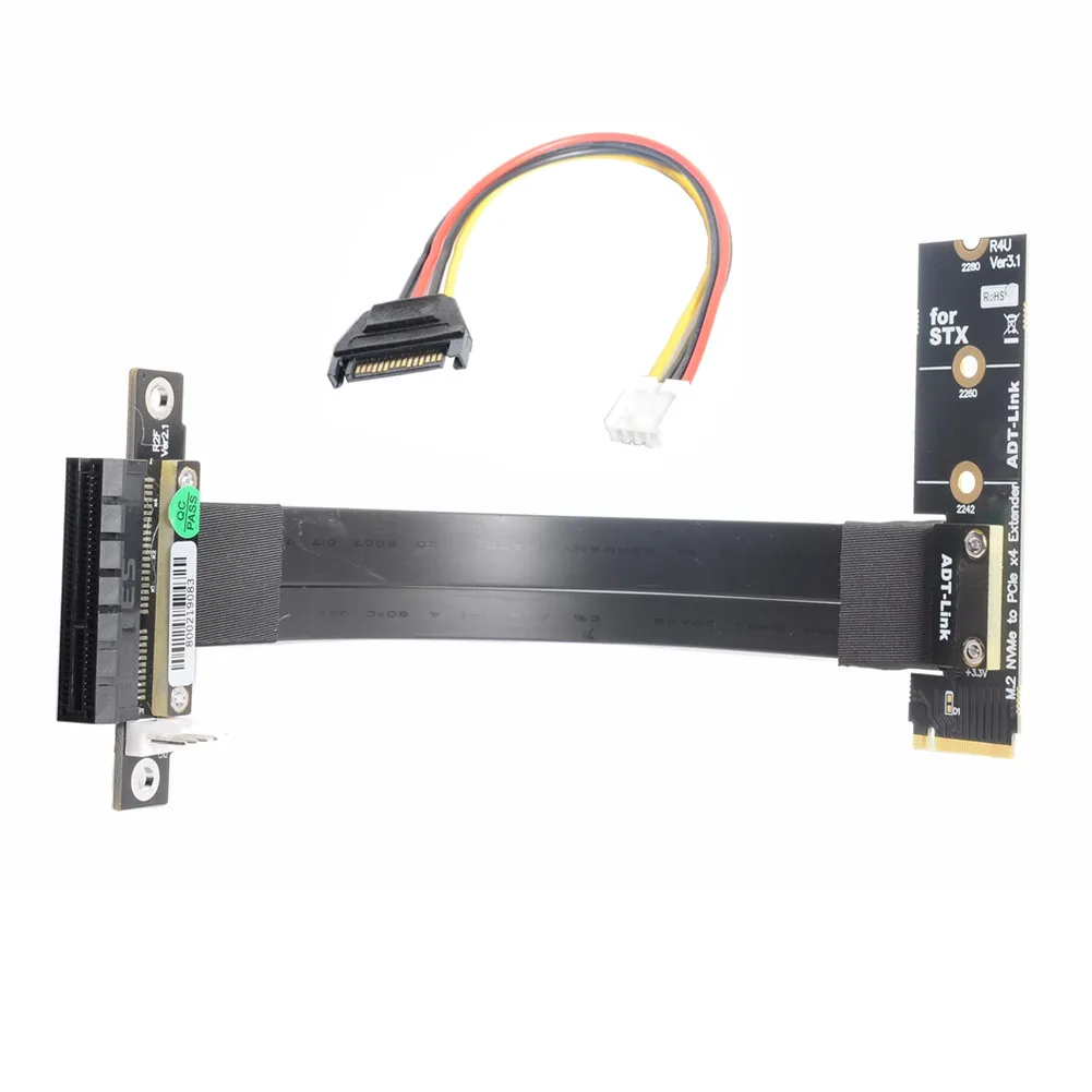 ADT-Link R42UF PCIe x4 3.0 Extension Cable PCI Express 4x To M.2 NVMe M Key 2280 Riser Card Gen3.0 Extender Line 32G/bps