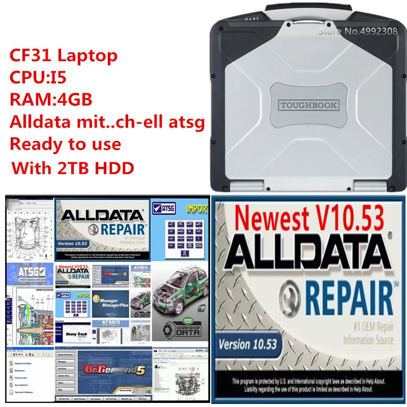 

2020 Hot sale auto repair All Data Software alldata 10.53 Mit..ch-ell vivid installed well in CF31 I5 4G Toughbook laptop