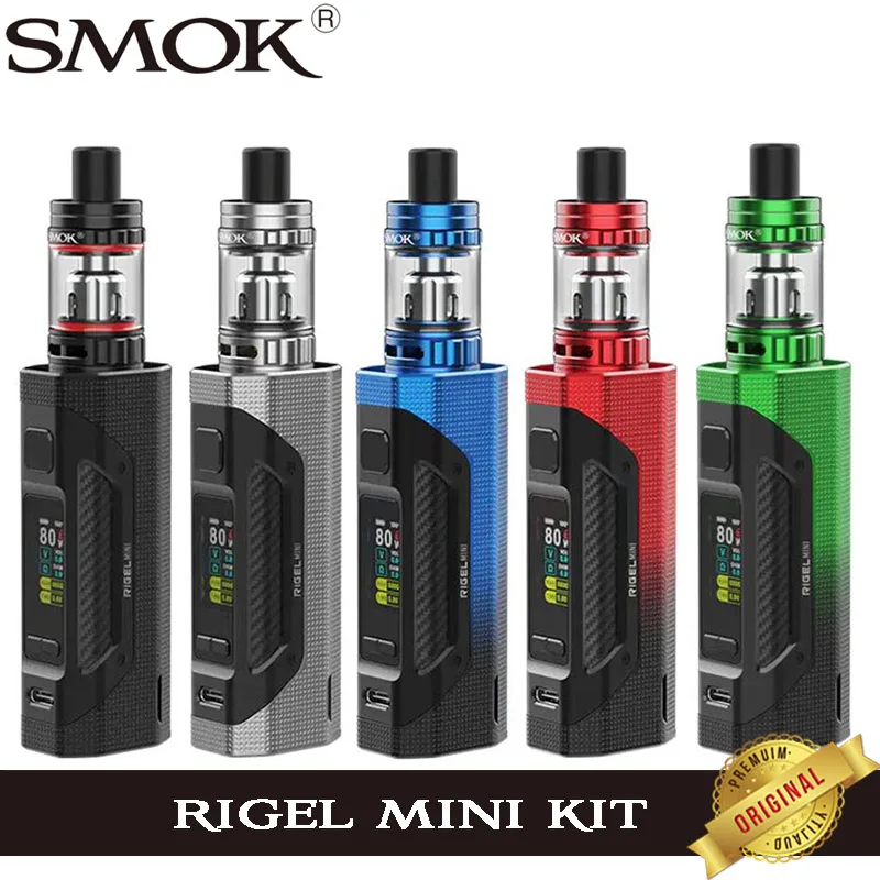 Original SMOK Rigel Mini Kit 80W Rigel Mini Box MOD Vape with 3ml TFV9 mini Tank V9 Meshed Coil E Cigarette Vaporizer