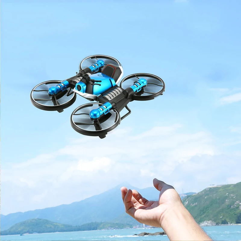 2.4G Gấp 2in1 RC Drone Biến Dạng Xe Máy Có 650ma Pin Chụp Ảnh Trên Không Quadcopter Đất Không Mẫu Điện Đồ Chơi