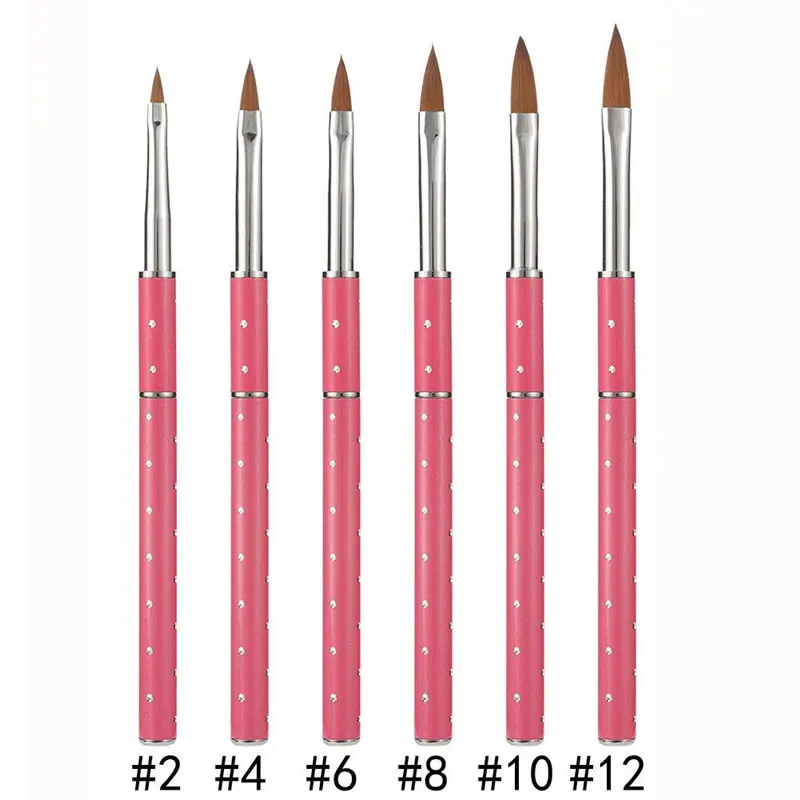 1PCS Nail Art Kolinsky Sable Acrylic Brush Pen UV Gel Polish DIY Painting Drawing Carving Pen Manicure Tools No,2 4 6 8 10