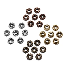 100Pcs/Lot Antique Gold Color Bronze Tone Daisy Flower Metal Spacer Beads Wheel  for Jewelry Making Needlework Accessories