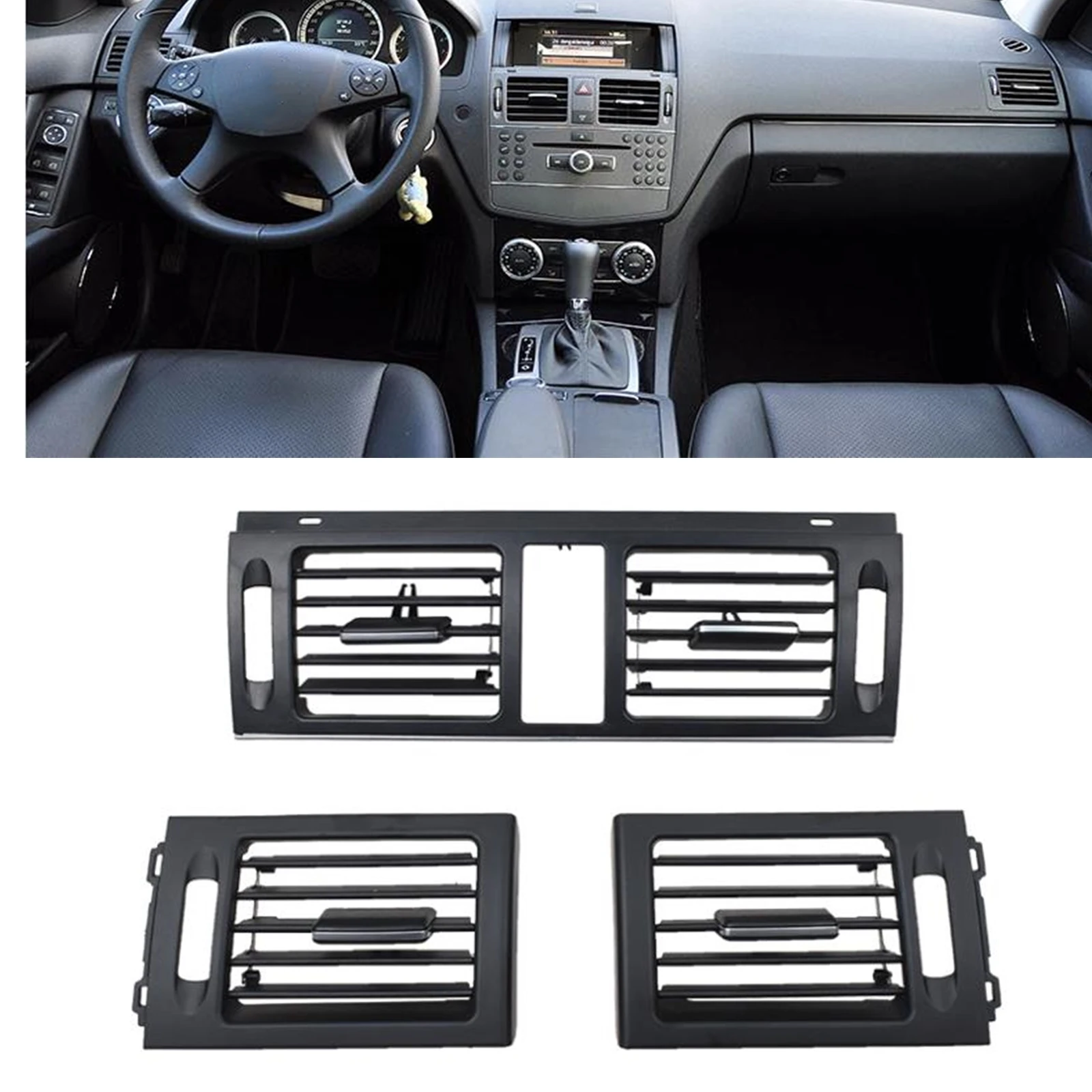 

For Mercedes-Benz W204 C-Class C180 C200 07-11 Front Center Air Outlet Vent Dash Console Grille Dashboard A/C Conditioning Grill