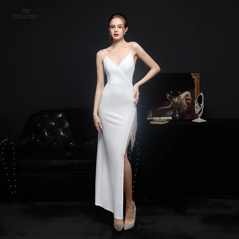 Prom Dress V-Neck Dresses Woman Party Night Mermaid Beading Prom Dresses with Split