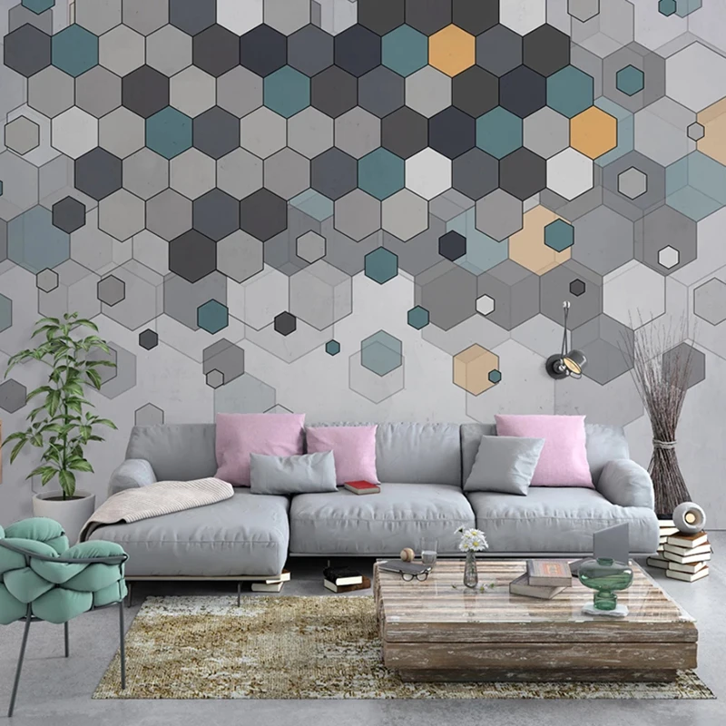 Custom 3D Photo Wallpaper Home Decor Wall Painting Modern Abstract Hexagon Geometric TV Background Wall Paper Mural De Parede