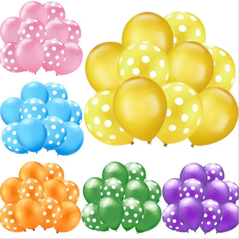 

10pcs White Polka Dot Latex Balloons 12inch Pink Blue Birthday Party Decoration Balloons Baby Shower Wedding Party Supplies