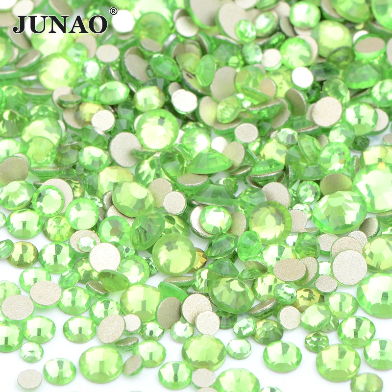 JUNAO 1440Pc Mix Size viola fantasma vetro Strass Glitter cristallo pietra Non Hotfix Strass tondo per Nail Art 3D decorazione fai da te