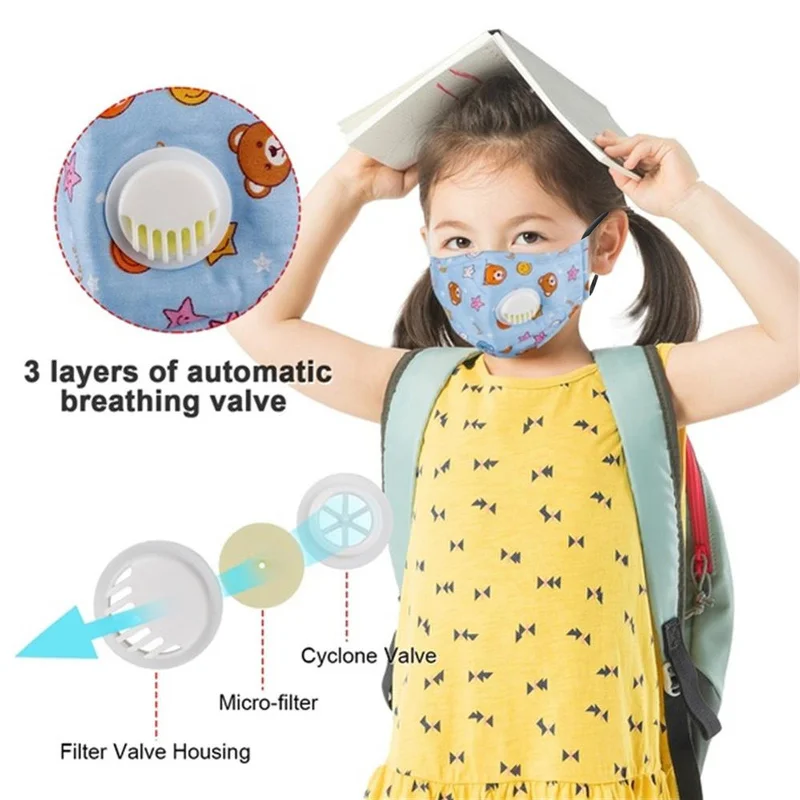 Lovely Children Mask PM2.5 Washable Breathable Mouth Mask Kids Haze Dust Mask with Filters Cubrebocas Mask Face for Outdoor