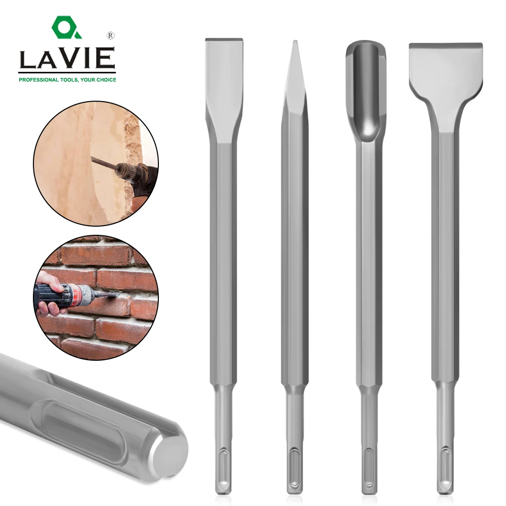 Sds Mais Cinzéis Conjunto Ponto Sulco Gouge Cinzel Plana Martelo Elétrico Broca Quebrar Concreto Tijolo Perfuração da Parede Peças 250 mm