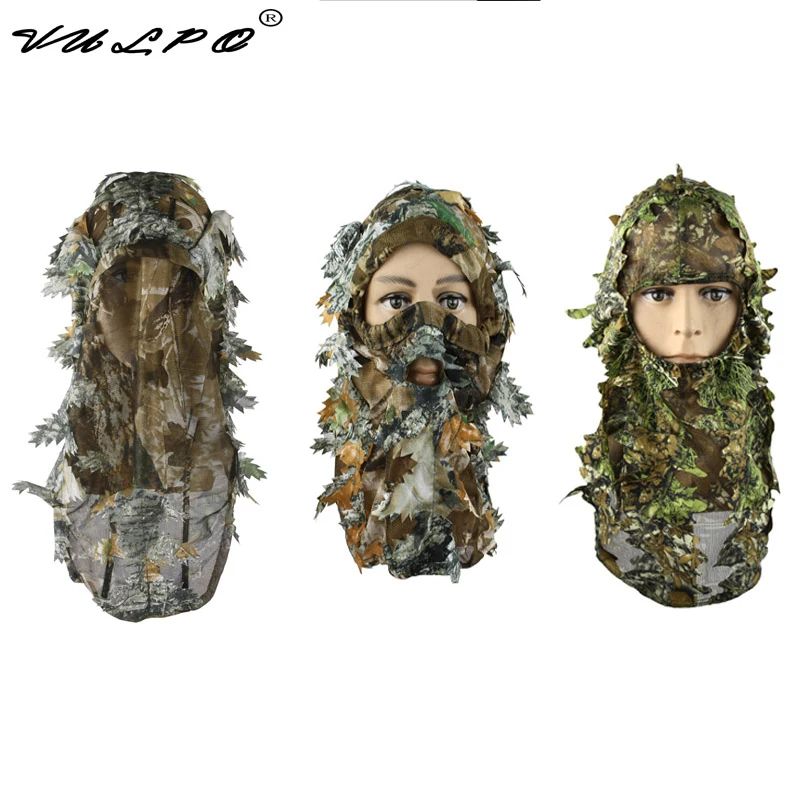 VULPO Outdoor Bionic Camouflage Full Face Mask Hood Balaclava Headgear Caps Camouflage Hunting Hat Headwear Masks Camo Hats