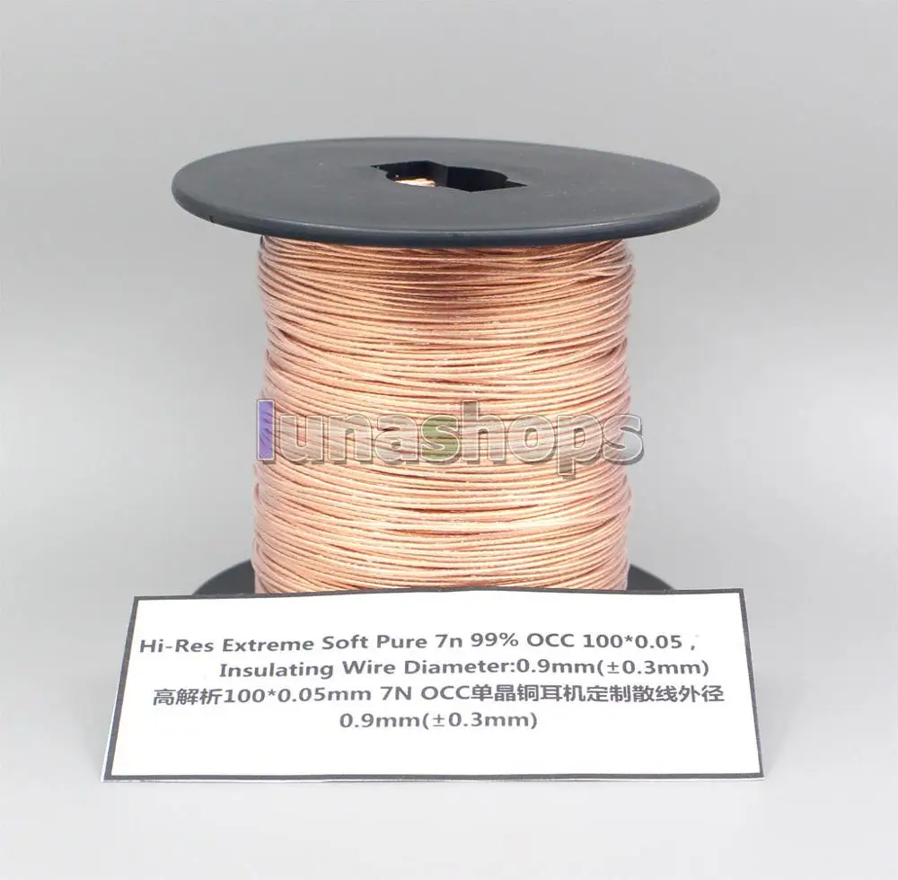 Cabo para Fones de Ouvido Alto-res Extremamente Macio Sinal Occ 99 7n Diâmetro 100*0.05 0.9 Mm± 0.3 mm Ln005333 100m