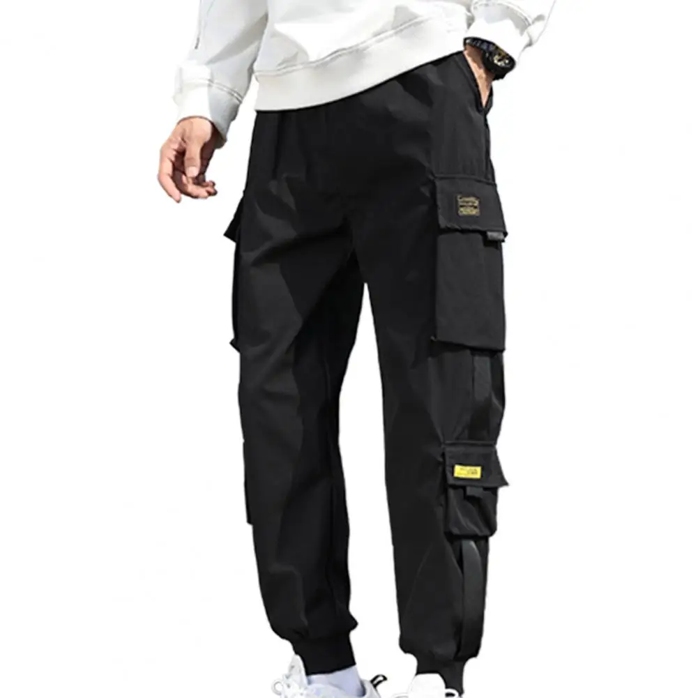 Pantalones multibolsillos para hombre, pantalones Cargo de Color sólido, Hip Hop, para uso diario