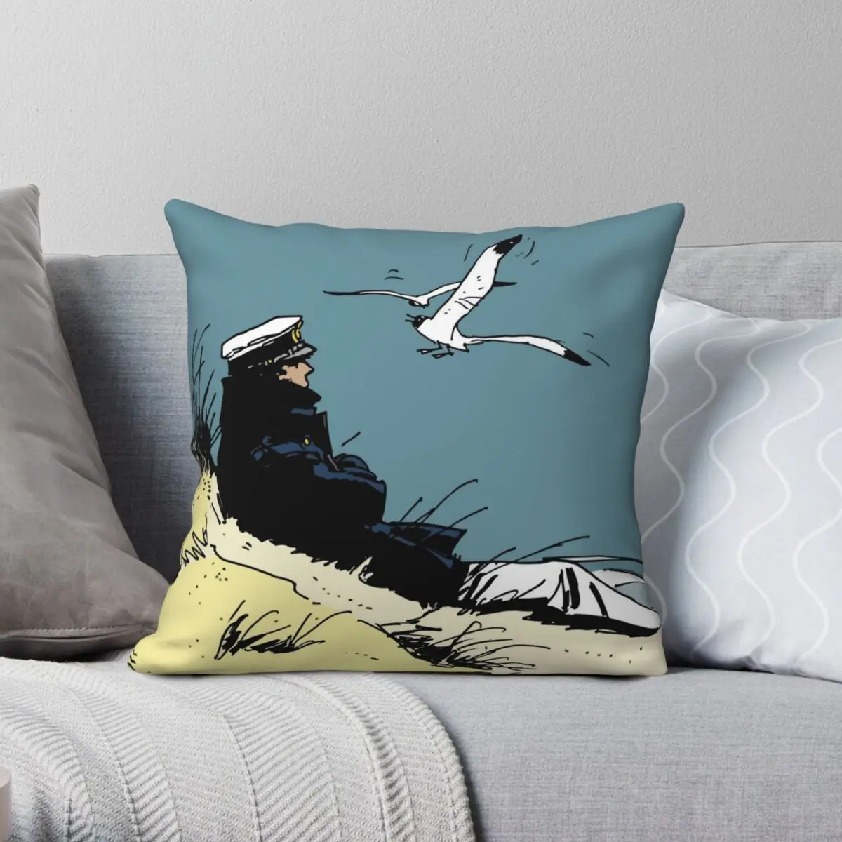 Corto Maltese Hugo Pratt Taie d'oreiller, Juste de coussin, Polyester, Lin, Velours, Créatif, Décor,