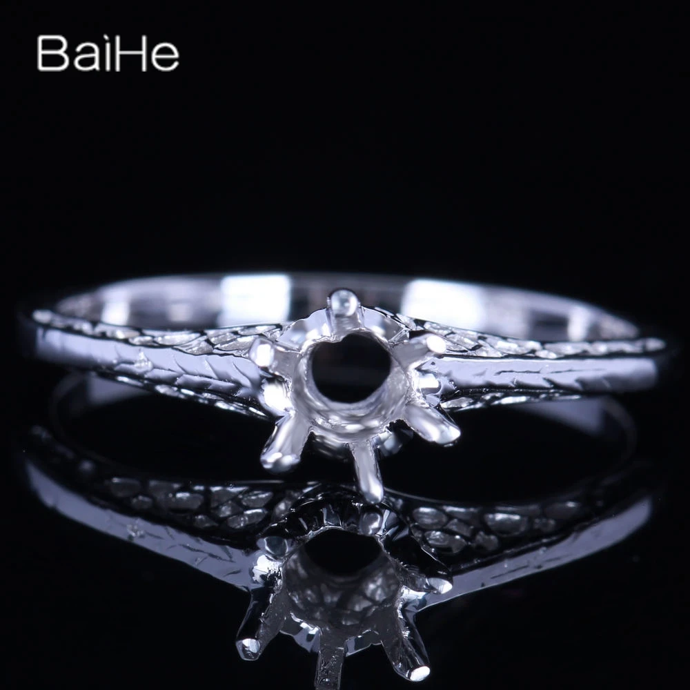 

BAIHE Solid 10K White Gold Trendy Fine Jewelry Making Round Semi Mount Ring Semi кольцо Маунт شبه الدائري جبل سیمی ماؤنٹ انگوٹی